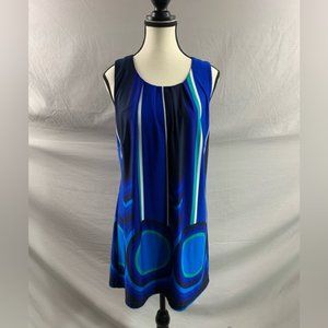 Blue Sleeveless Retro Tunic Dress